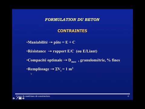 Formulation de béton: dosage d'eau