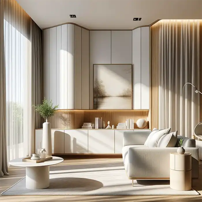 Salon avec un meuble avec encoignure