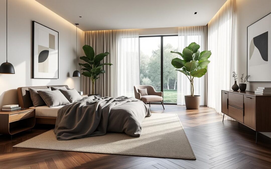 Chambre avec parquet foncé : idées déco pour un rendu élégant